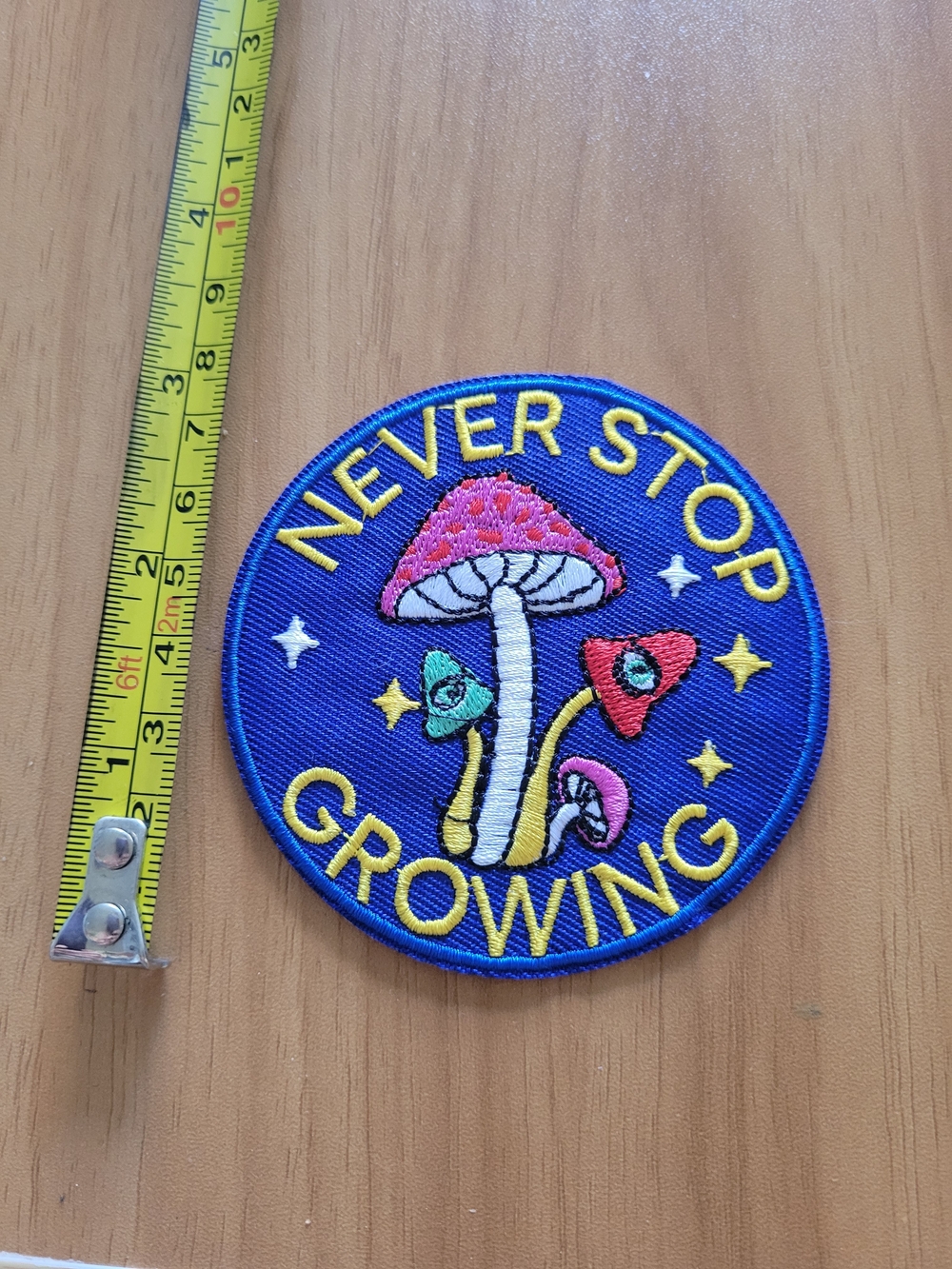 🎃BUY 2 GET 1 FREE🎃Never Stop Growing Embroidered Mushroom Patch - Blue